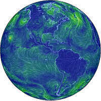 Mapa global de los patrones de vientos, mareas y CO2 en tiempo real